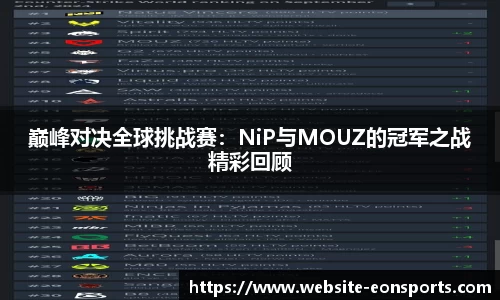 巅峰对决全球挑战赛：NiP与MOUZ的冠军之战精彩回顾